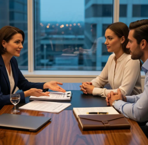 A Babytree Surrogacy expert explains the differences between traditional and gestational surrogacy to a couple during a meeting. babytree