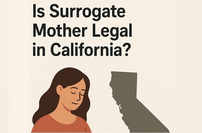 Babytree Surrogacy image asks if surrogate motherhood is legal in California, highlighting surrogacy laws in the state.