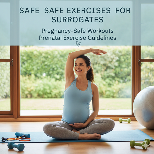 A happy woman exercises indoors during pregnancy, showing safe activity for surrogates. Babytree Surrogacy offers helpful workout tips. babytree