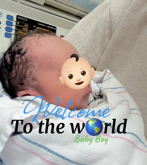 A newborn baby joined Babytree Surrogacy, welcomed with a special message and hospital items around him. babytree