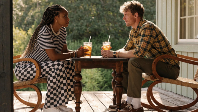A couple discusses partner approval with Babytree Surrogacy, sharing a thoughtful iced tea conversation on their porch. babytree